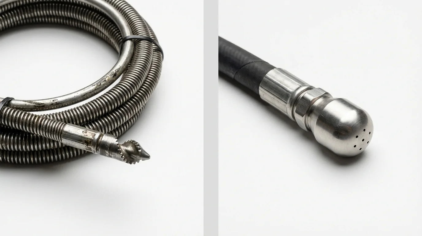 Drain snake cable and hydro jetting nozzle used for drain cleaning in Honolulu, HI