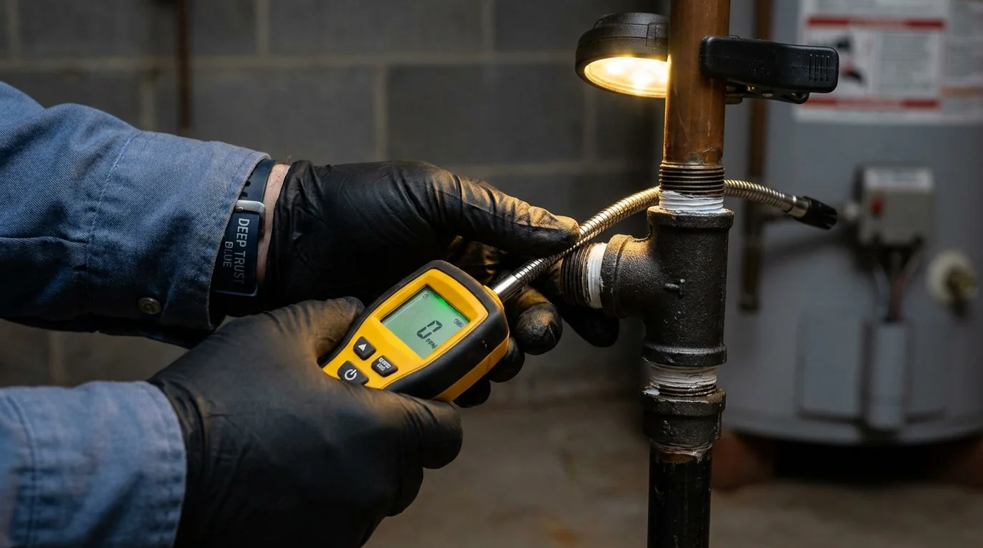 Gas leak detection with electronic sniffer by Johns Plumbing LLC in Honolulu