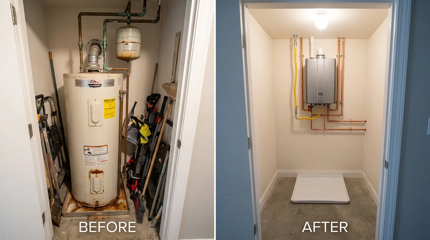 Tank water heater versus wall-mounted tankless unit comparison for Honolulu, HI homeowners