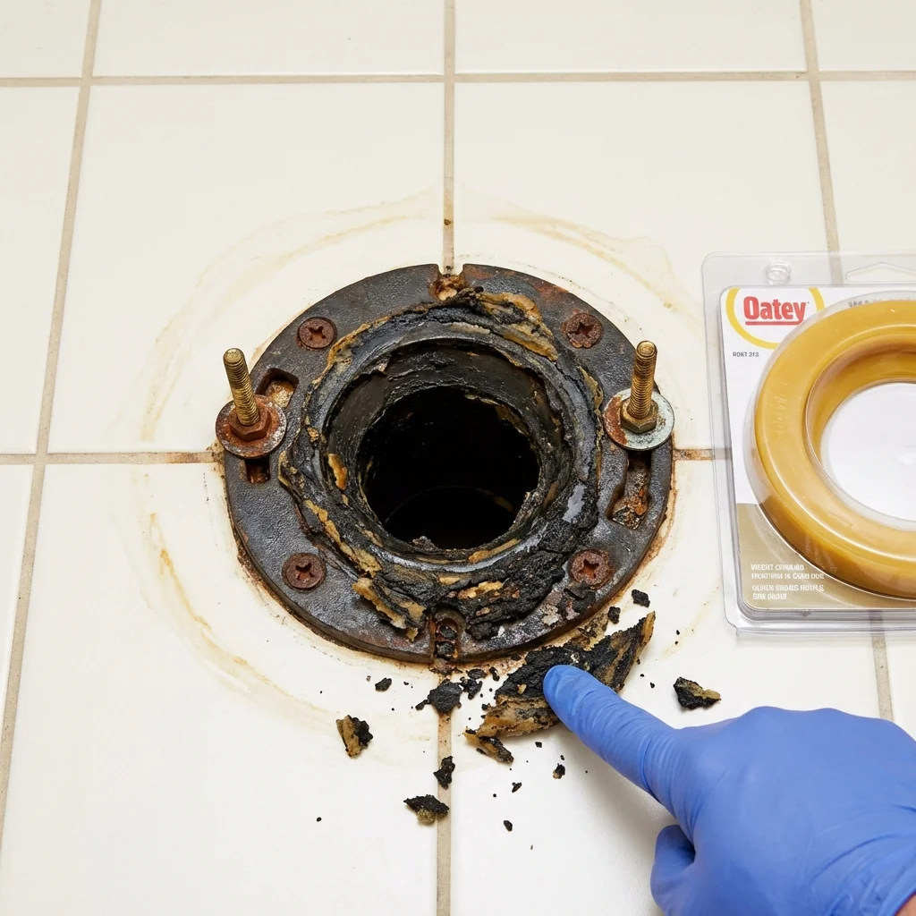 Failed wax ring showing water seepage at the base of a toilet in a Honolulu, HI home
