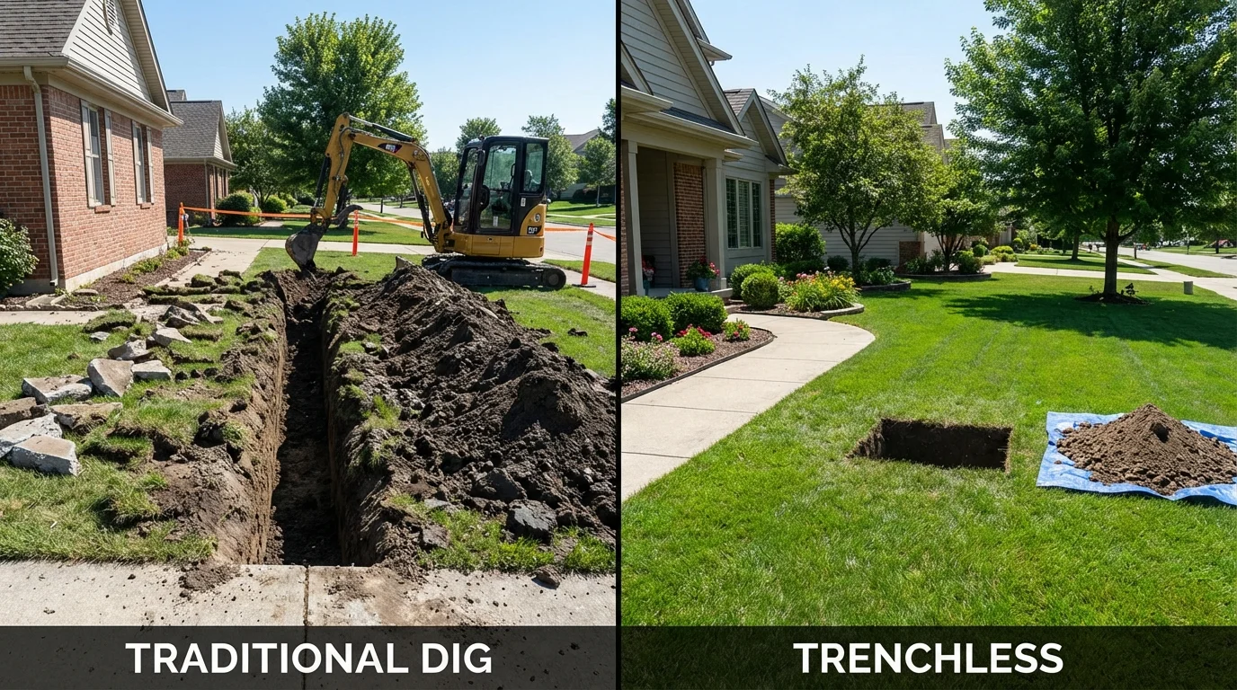 Trenchless sewer repair with minimal yard damage versus traditional excavation in Honolulu, HI